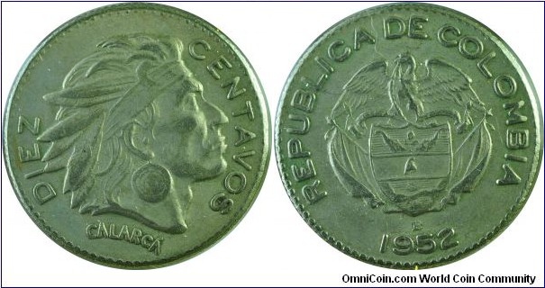 Colombia 10Centavos-km212.1-1952