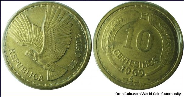 Chile 10Centesimos-km191-1969