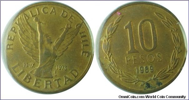 Chile 10Pesos-km218.2-1989