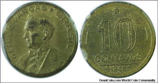 Brazil 10Centavos-km555a-1945