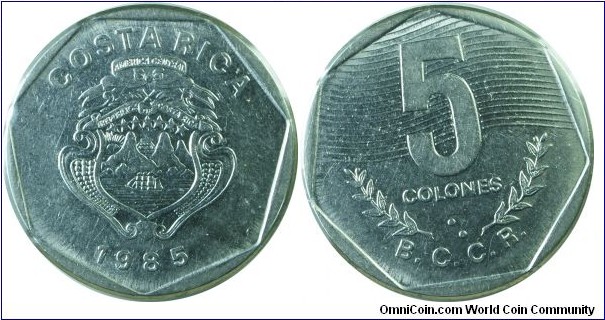 CostaRica 5Colones-km214.2-1985