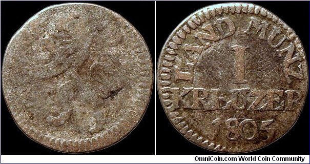 1805 1 Kreuzer, Hesse-Darmstadt.

The obverse makes it pretty much a filler.