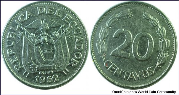 Ecuador 20Centavos-km77.1c-1962
