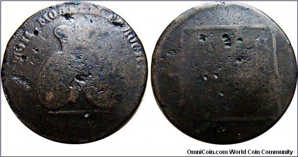 2 para 3 kopeck, Mołdawia pod panowaniem Rosyjskim, moneta z bronzu uzyskanego z przetopienia armat tureckich przejętych w wojnie Rosyjsko - Tureciej 