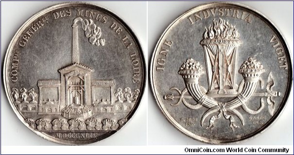 silver jeton issued for the Compagnie General des Mines de la Loire