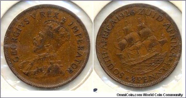 1/2 Penny, Georgivs V, Zuid Afrika.