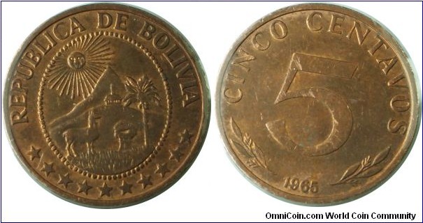 Bolivia 5Centavos-km187-1965