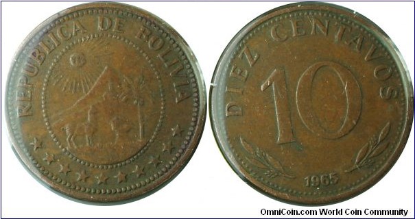 Bolivia 10Centavos-km188-1965