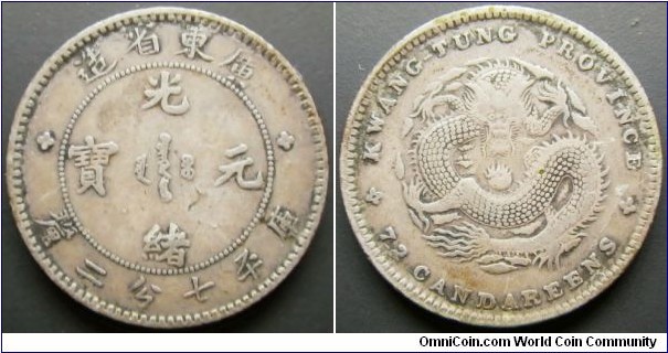 China Guangdong Province 1890-1908 7.2 candereens. Weight: 2.70g.
