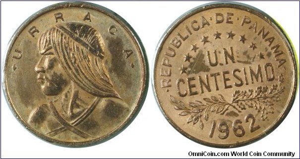 Panama 1Centesimo Urraca-km22a-1962