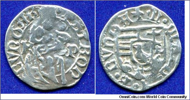 Denar.
Kingdom of Hungary.
Mattias I Corvin (1458-1490).
*KP*.


Ag.