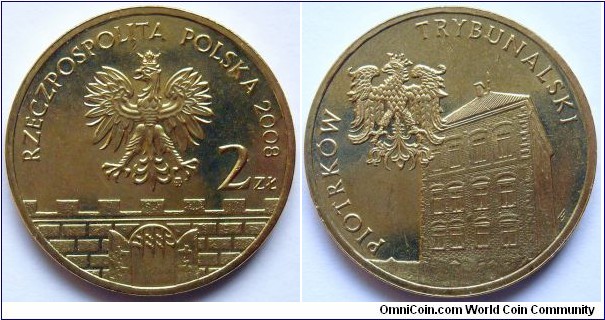 2 zlote.
2008, Historical Cities in Poland - Piotrkow Trybunalski. Metal; Nordic Gold. Weight; 8,15g. Diameter; 27mm. Mintage; 1.100.000 units.