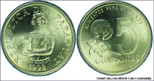 Paraguay 5Guaranies-km166a-1992