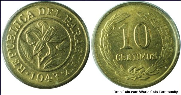 Paraguay 10Centimos-km22-1947