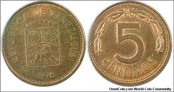 Venezuela 5Centimos-y49-1976
