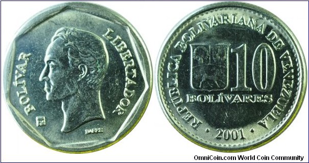 Venezuela 10Bolivares-y80-2001