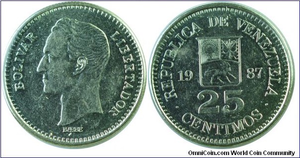 Venezuela 25Centimos-y50.2-1987