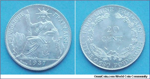French Indo-China 1937 20 Cent