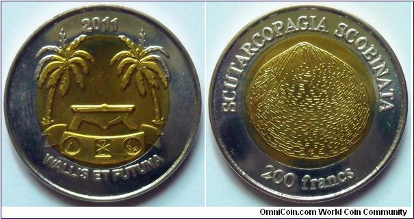 200 francs.
2011, Wallis and Futuna