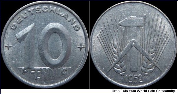 German Democratic Republic 10 Pfennig 1952-A