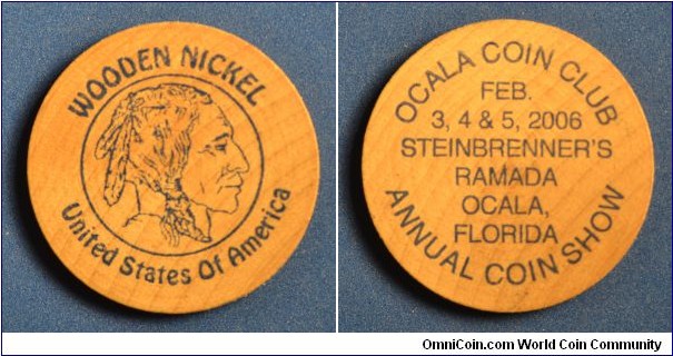 Ocala Coin Club Wooden Nickel 2006