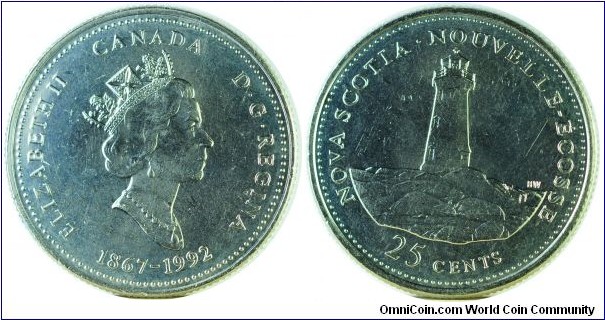 Canada25Cents-Nova Scotia-km231-1992 province series