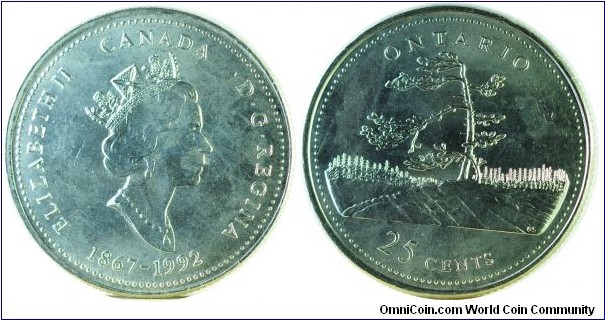 Canada25Cents-Ontario-km223-1992  province series