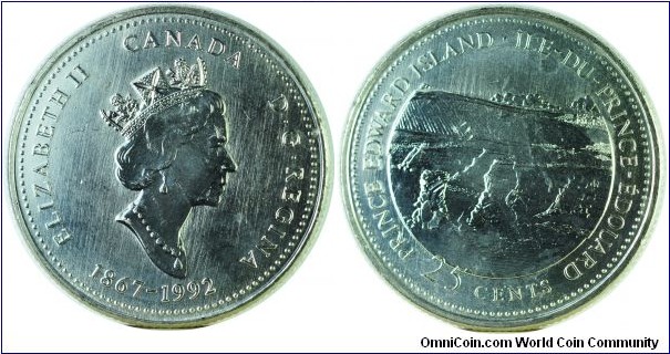 Canada25Cents-PrinceEdwardIsland-km222-1992  province series