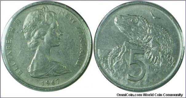 NewZealand 5Cents-km34-1967