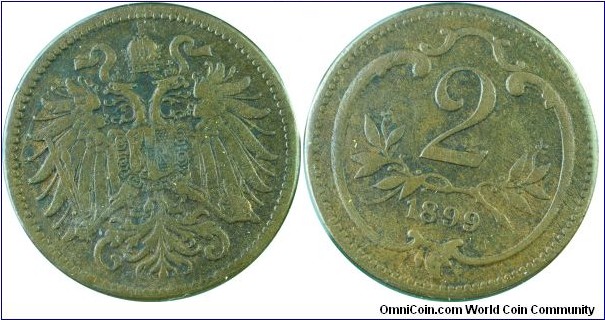 Austria 2Heller-km2801-1899