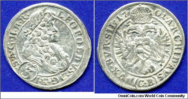 3 kreuzer.
Leopold I (1657-1705), Emperor of Holy Roman Empire & Archduke of Austria.
*CB* - Hermannstadt (Sibiu) mint in Transylvania.


Ag414f. 1,74gr.
