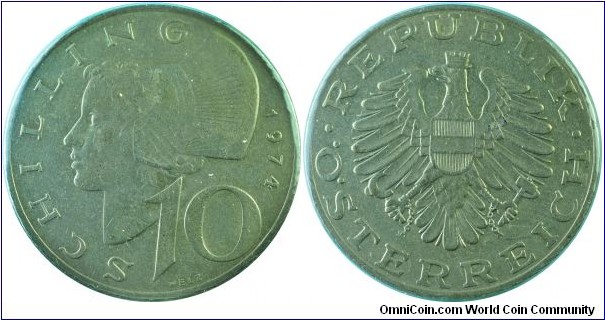 Austria 10Schilling-km2918-1974