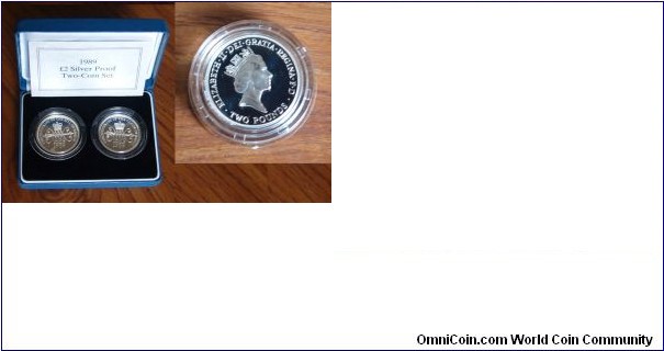 2 Pounds. Bill of Rights Commemorative 2 Coin Silver Proof set