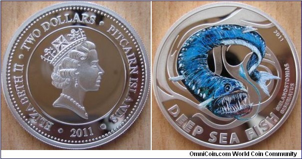 Pitcairn Isl - 2 Dollars - Melanostomias - 15.55 g Ag .925 Proof - mintage 1,000