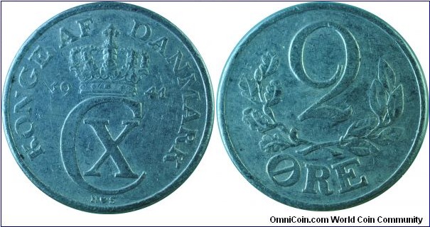 Denmark 2ore-km833-1941