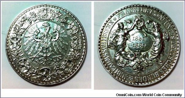 Frankfurt 9th Federal Shooting Medal.Silver 40MM/26.41GM.