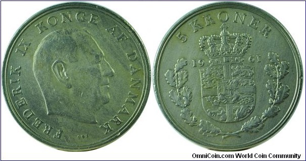 Denmark5Kroner-km853.1-1961