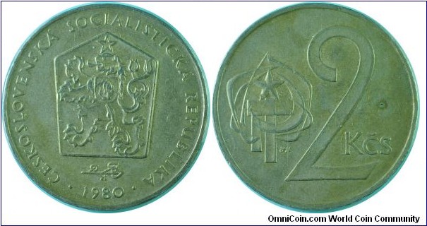 Czechoslovakia 2Koruny-km75-1980