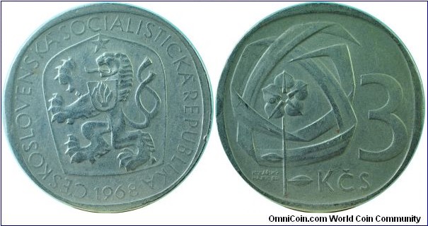 Czechoslovakia 3Koruny-km57-1968