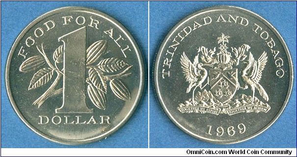 this specimen is the first coin issued by trinidad and tobago as part of the F.A.O series.and the first trinidadian coin of that denomination... the island a british colony from 1814-1962