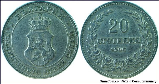 Bulgaria(Kingdom)20Stotinki-km26-1906