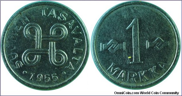 Finland 1Markka-km36a-1955