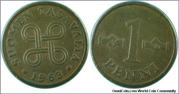 Finland 1Penni-km44-1963