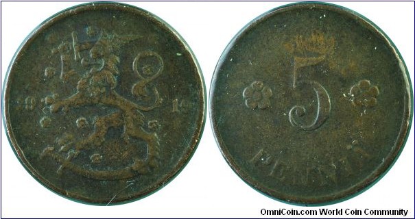 Finland 5Pennia-km22-1919