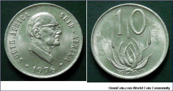 10 cents.
1976, President Johannes Jacobus Fouche.