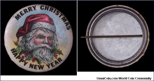 Celluloid Santa Claus pin
