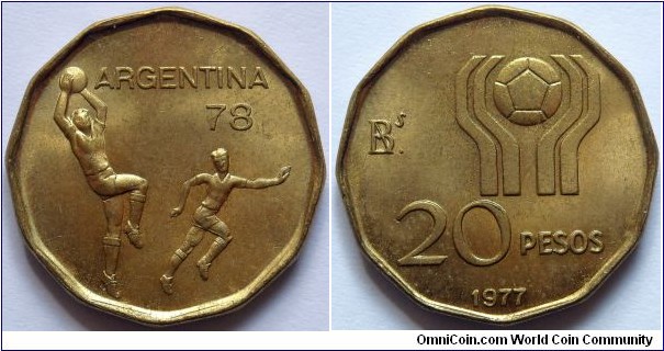 20 pesos.
1977, FIFA World Cup - Argentina '78