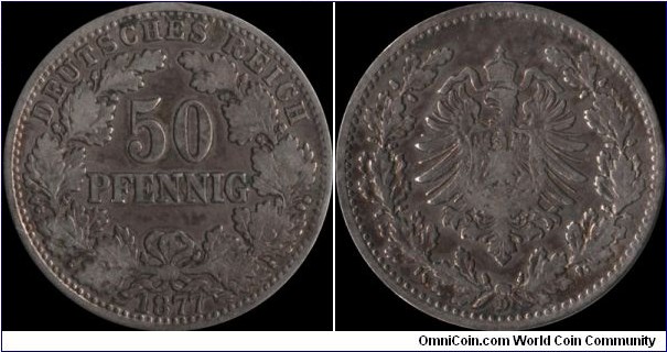 German Empire 50  Pfennig 1877-D