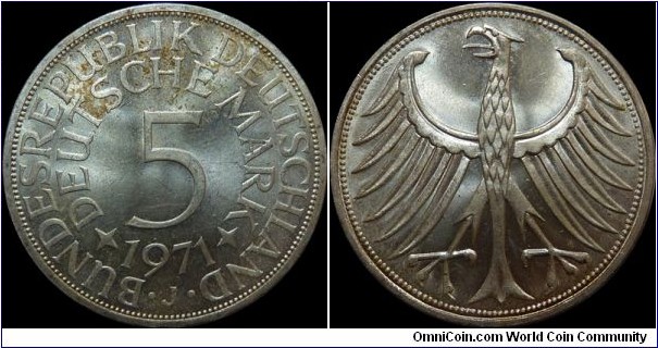 ~SOLD~ Germany 5 Mark 1971-J