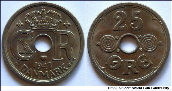 25 ore.
1947, Cu-ni. Weight; 4,5g. Diameter; 23mm.
Reeded edge.
Mintage; 1.751.000 units.

